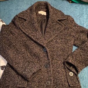 Calvin Klein Herringbone Wool Pea Coat, Sz 4